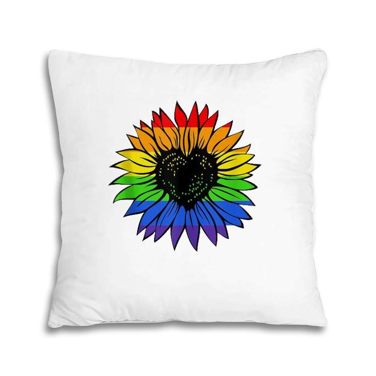 Rainbow Sunflower Lgbt Gay Lesbian Pride  Pillow