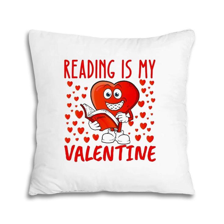 Reading Is My Valentine Heart Shape Read Book Valentine's Day Pillow