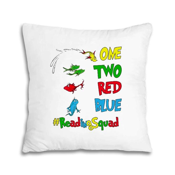 Reading Teacher Squad One Two Red Blue Fish Pillow