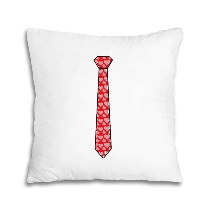 Red Tie With Hearts Cool Valentine's Day Funny Gift Pillow