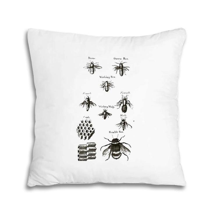 Retro Beekeeper Vintage Bees Bumblebees Honeycomb Gift Pillow