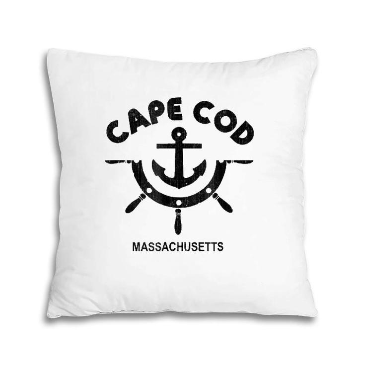 Retro Cape Cod Massachusetts Anchor Distressed Pillow