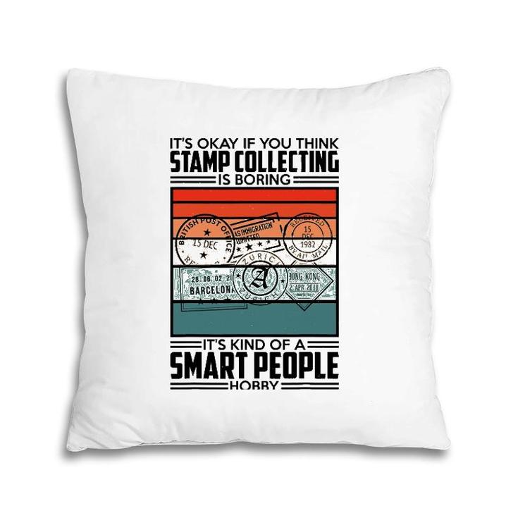 Retro Fun Stamp Collecting Design For Postal Stamp Collector Pillow