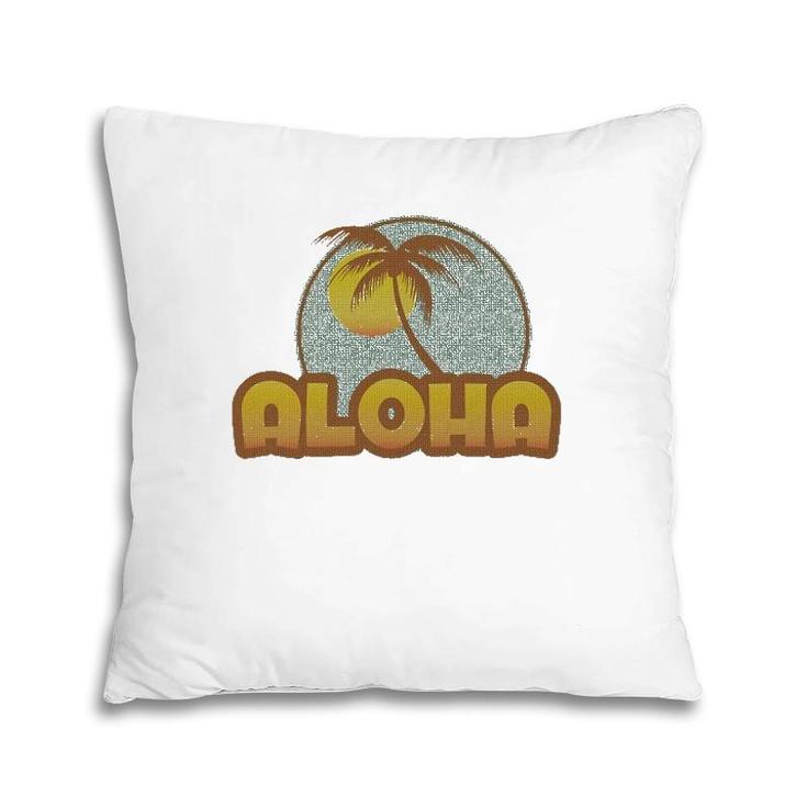 Retro Hawaii Tee Vintage Aloha Sunset Beach Pillow