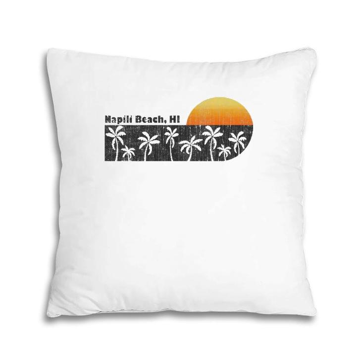 Retro Hawaiian Beach Vintage Napili Bay Sunset Pillow