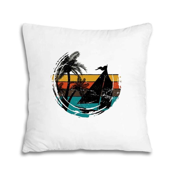 Retro Sailing Sailor Tropical Beach Sail Sea Sailing Pillow