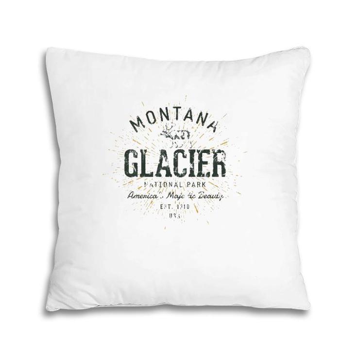 Retro Style Vintage Glacier National Park Pillow
