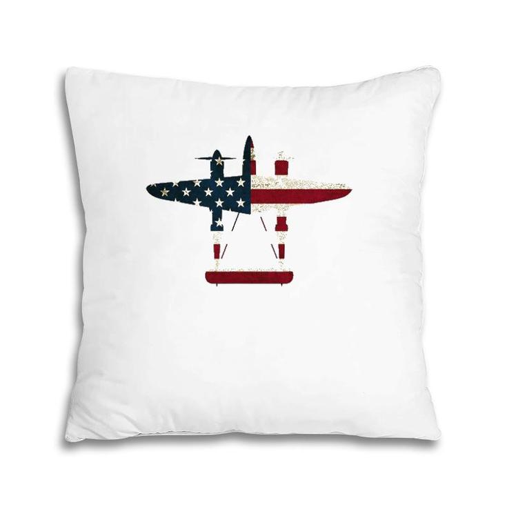 Retro Usa Aircraft Warbird Pilot Gift Flag P-38 Lightning Pillow