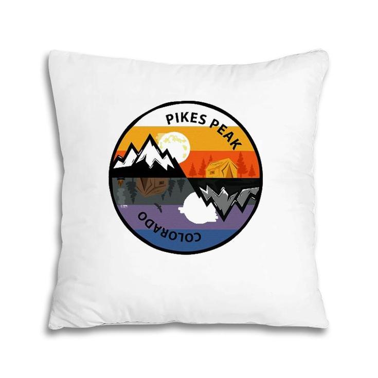 Retro Vintage Pikes Peak, Colorado Souvenir Camping Pillow