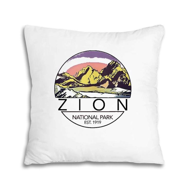 Retro Vintage Zion National Park  Pillow