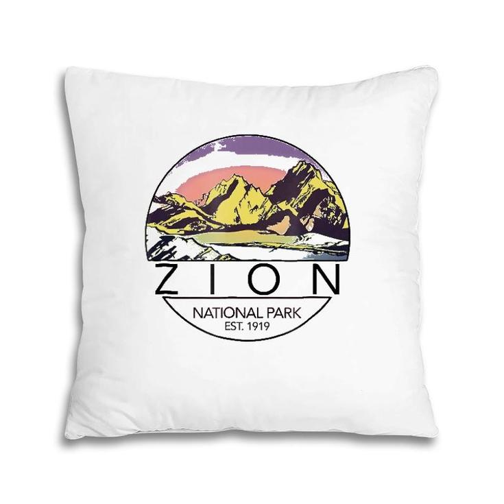 Retro Vintage Zion  National Parks Tee Pillow