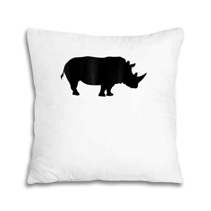 Rhinoceros Solid Black Silhouette  Rhino Pillow