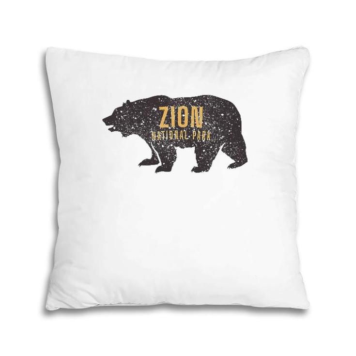 Road Trip Mount Zion National Park Bear Graphic Retro Pillow