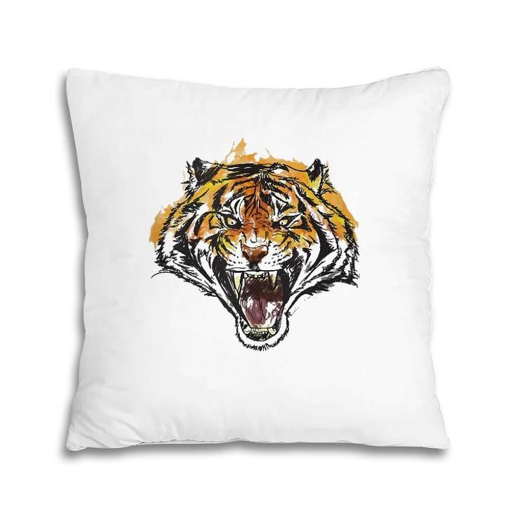 Roaring Tiger Fierce And Powerful  Pillow