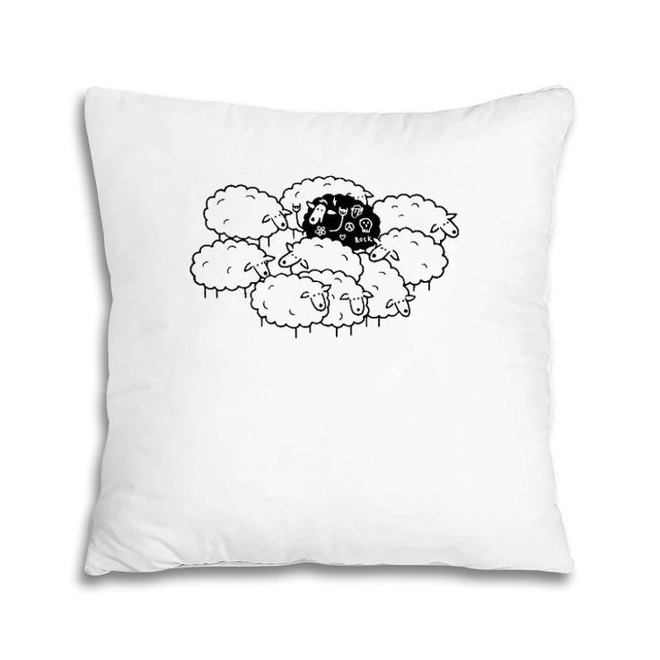 Rock N Roll Peace Love Black Sheep Funny Animals Graphic Art Pillow
