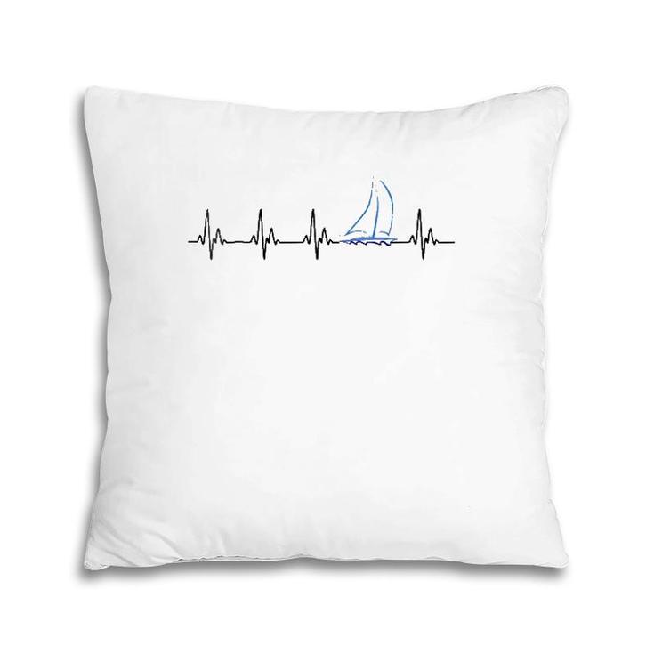 Sailing Heartbeat Funny Sailboat Pillow