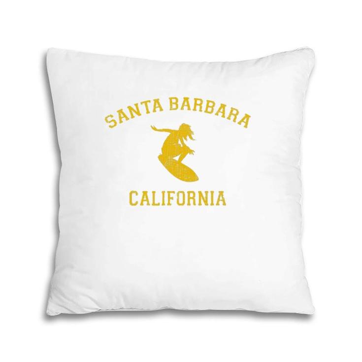 Santa Barbara California College-Style Woman Surfing Pillow