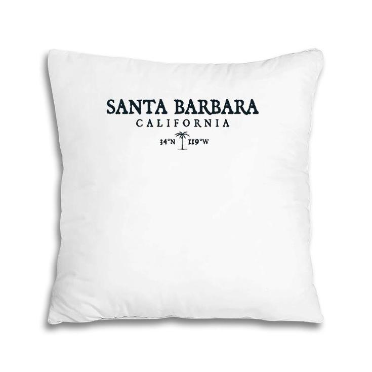 Santa Barbara California Palm Tree Surf Beach Gift  Pillow