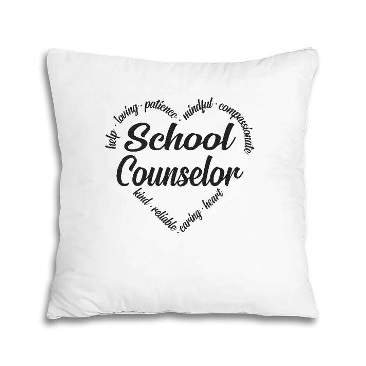 School Counselor Heart Word Cloud Pillow