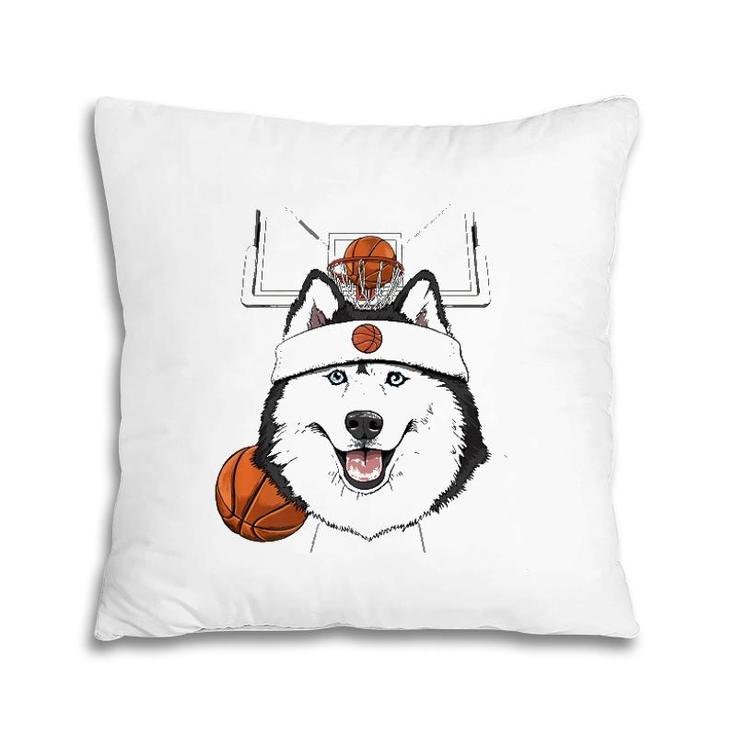 Siberian Husky Basketball Dog Lovers Basketball Player  Pillow