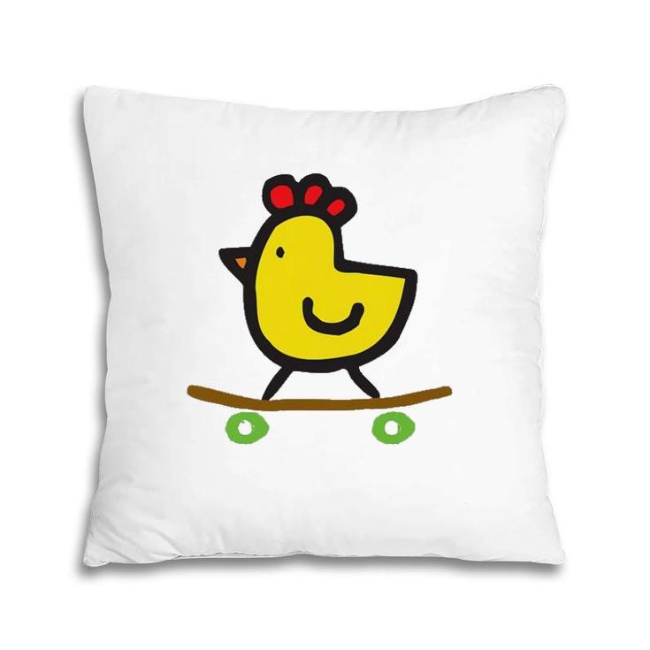 Skateboard Chick- Cute Funny Chicken Pillow