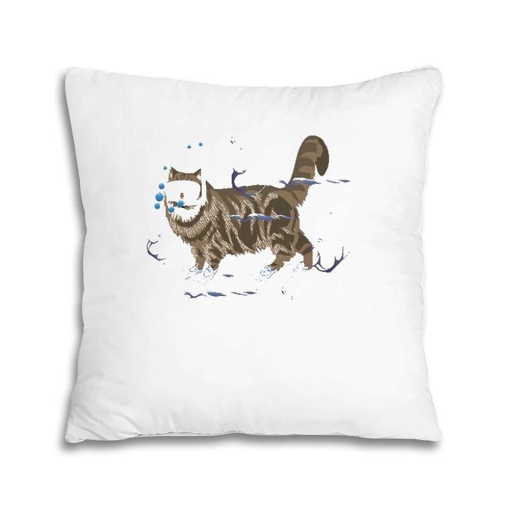 Snorkeling Cat  Snorkeling Underwater Pillow