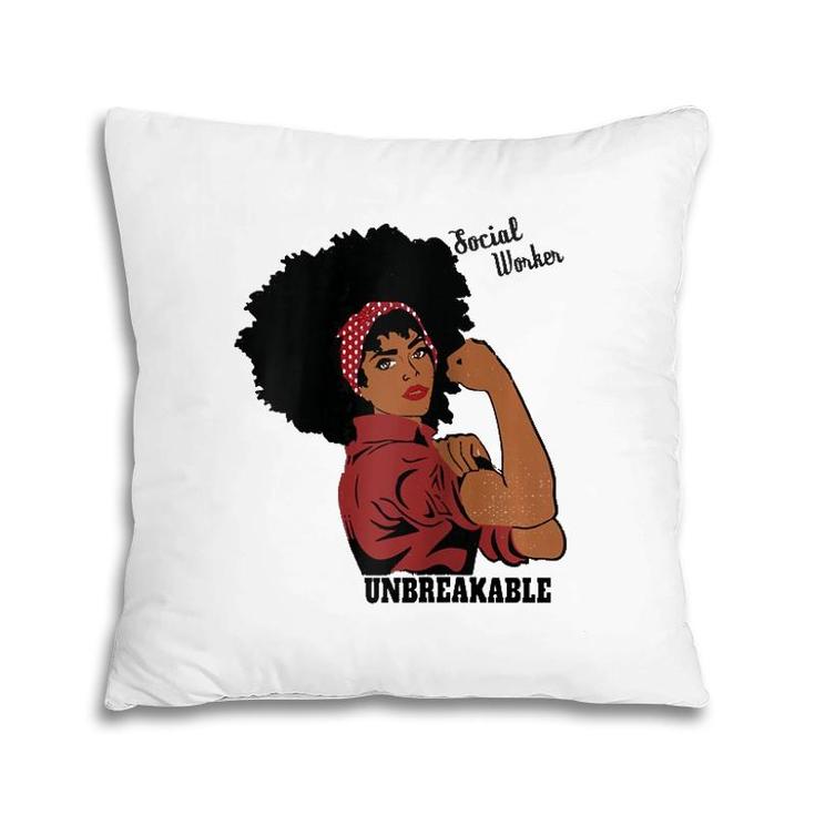 Social Worker Typography Awareness Gift Black Women Raglan Baseball Tee Pillow