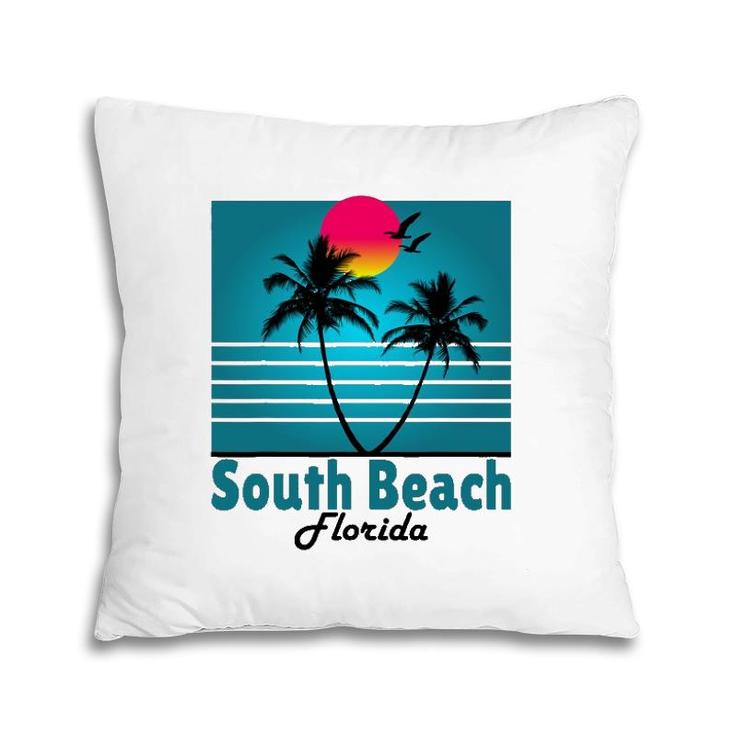South Beach Miami Florida Seagulls Souvenirs Pillow