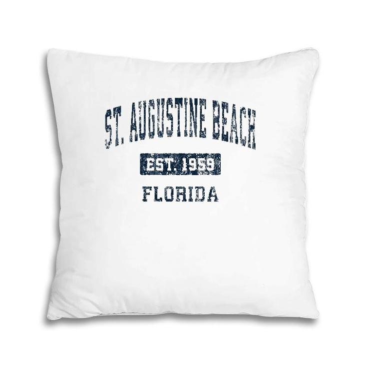St Augustine Beach Florida Fl Vintage Sports Design Navy  Pillow