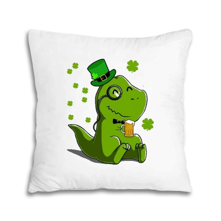 St Patrick's Day Irish Leprechaun Dinosaur T Rex Beer Pillow