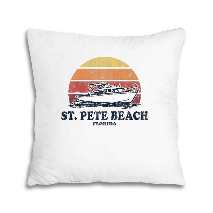 St Pete Beach Fl Vintage Boating 70S Retro Boat Design Raglan Baseball Tee Pillow