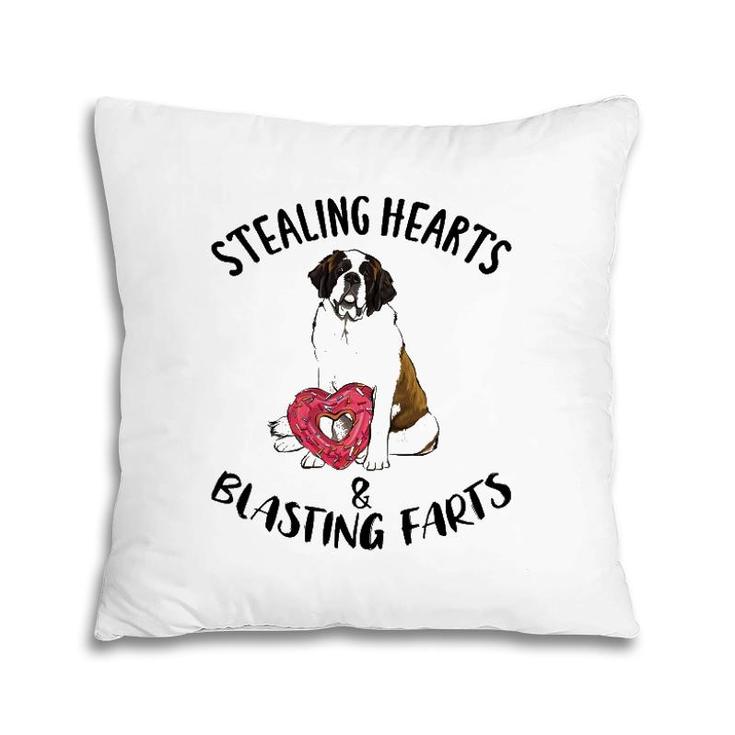 Stealing Hearts Blasting Farts St Bernard Valentine's Day Pillow