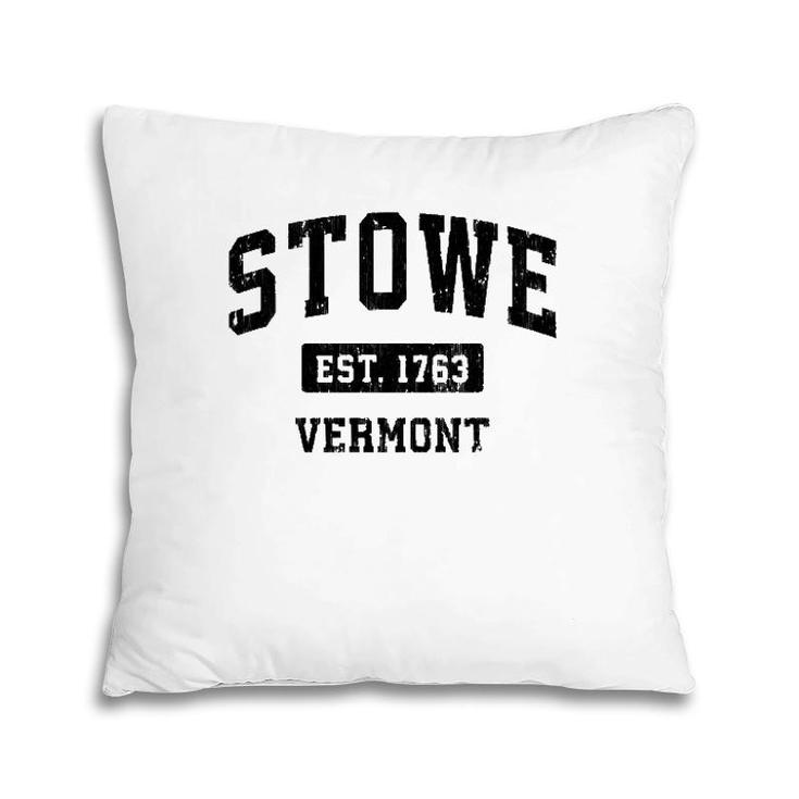 Stowe Vermont Vt Vintage Sports Design Black Design  Pillow