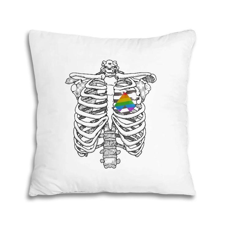 Straight Alliance Ribcage Gift For Straight Ally Pride Flag Pillow