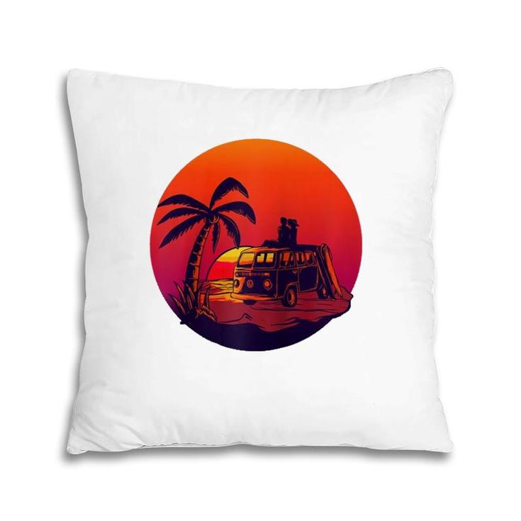 Summer Sunset - Love Van - Travel - Romanic Graphic  Pillow