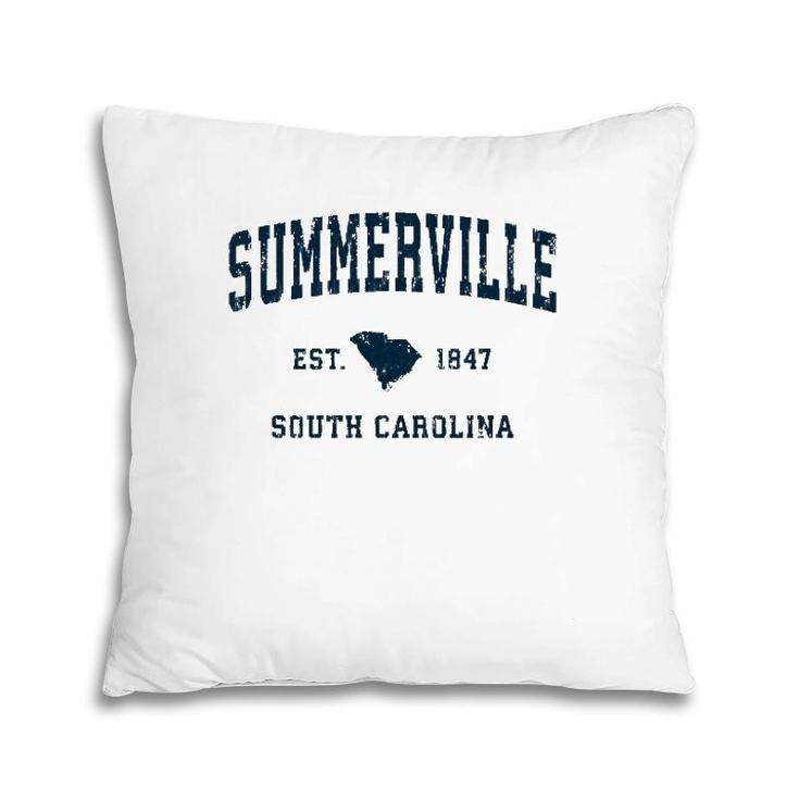 Summerville South Carolina Sc Vintage Sports Navy Print Pullover Pillow