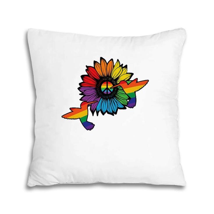 Sunflower Hummingbird Lgbt Flag Gay Pride Month Lgbtq Pillow