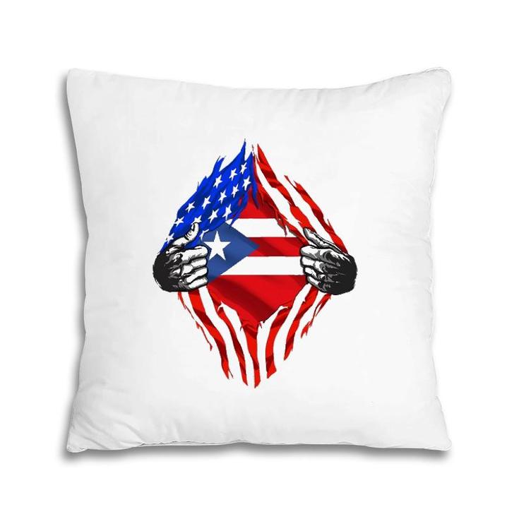 Super Puerto Rican Heritage Puerto Rico Roots Usa Flag Gift Pillow
