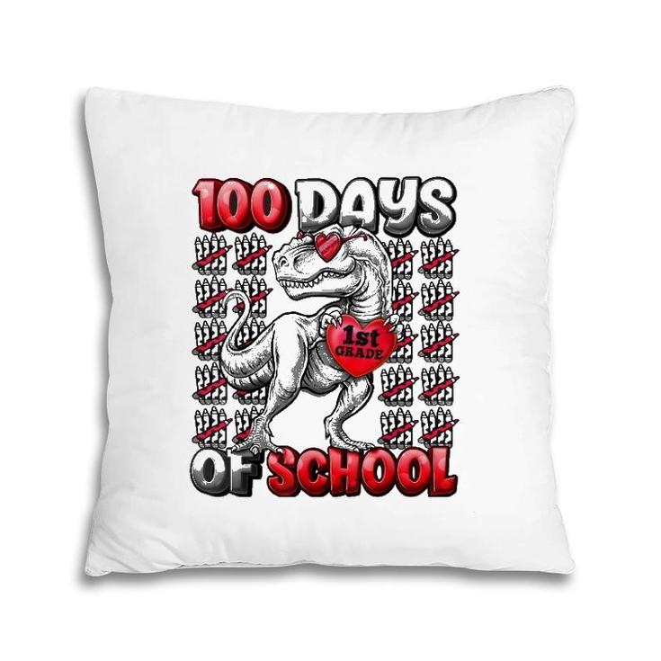 T Rex 100 Days Of School 1St Grade  100 Days Smarter Pillow