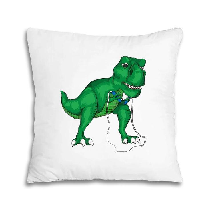 T-Rex Hates Jump Rope Cute Love Dinosaurs Funny Gym Gift Pillow