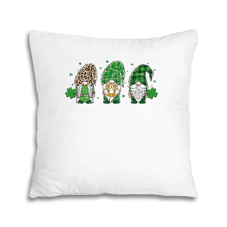 Three Gnomes Lucky Horseshoe Leopard Plaid St Patrick's Day Pillow