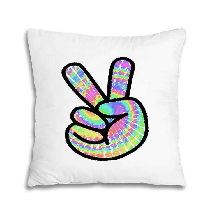 Tie-Dye Peace Sign Love Happy Colorful Tie-Dye Hippie Finger Pillow