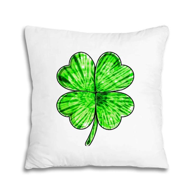 Tie Dye Shamrock Lucky Four-Leaf Clover St Patrick's Day Pillow