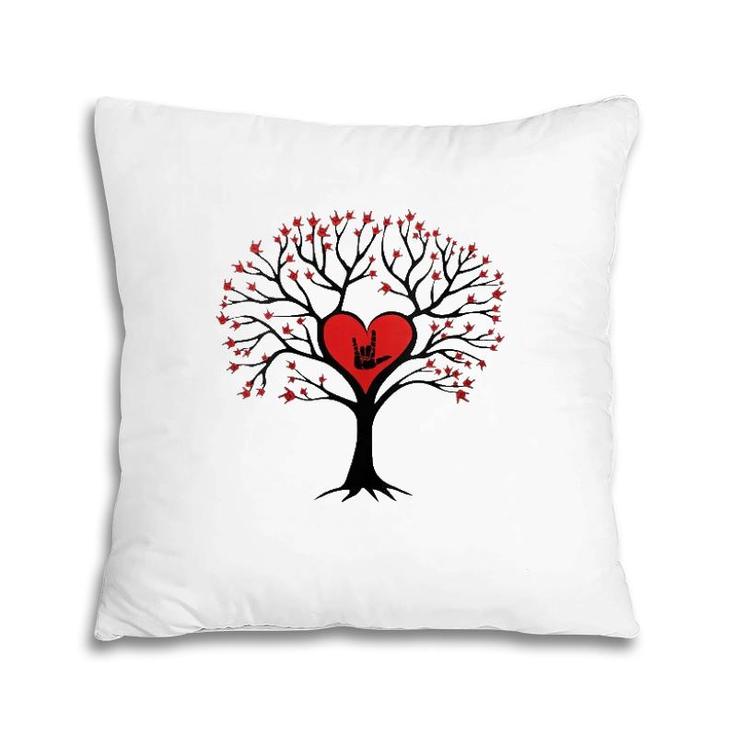 Tree Hearts I Love You Asl Sign Language Valentine's Day Pillow