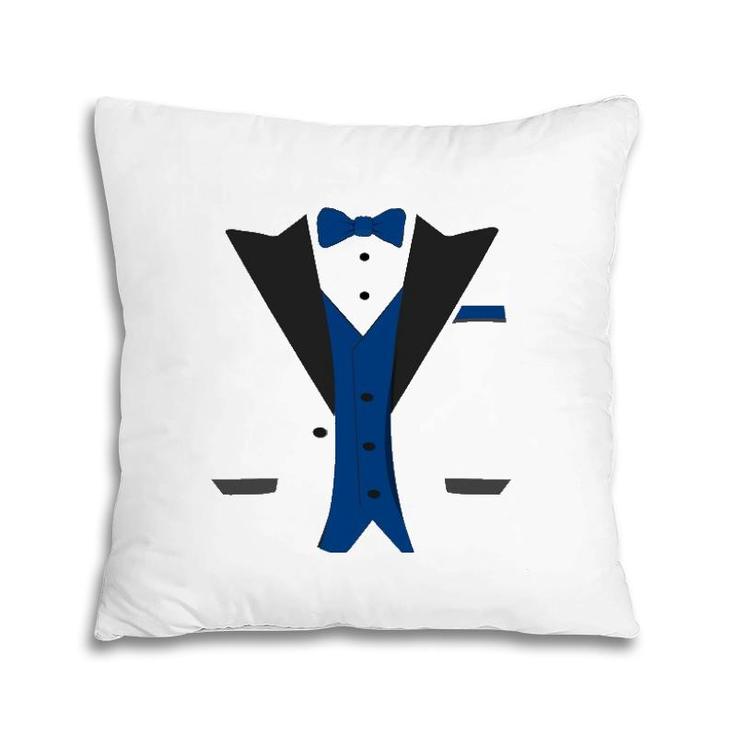 Tuxedo Halloween Wedding Groom Costume Blue Funny Pillow