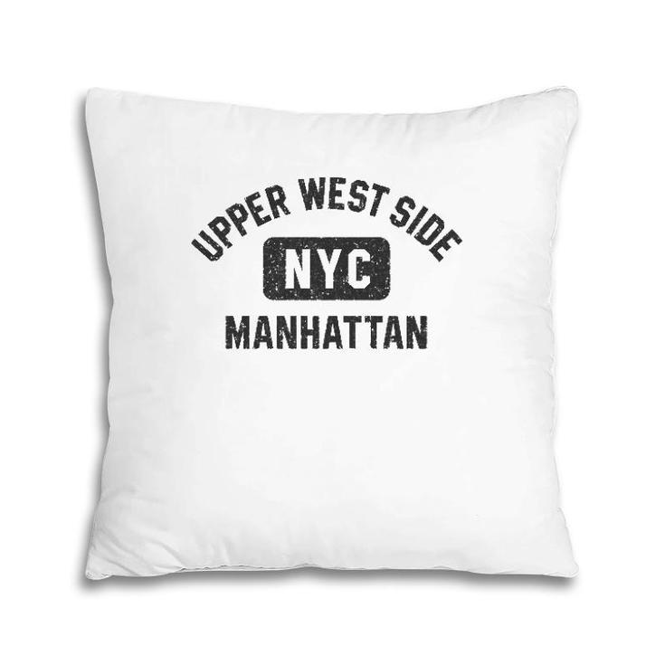 Upper West Side Nyc Gym Style Black W Distressed Black Print  Pillow