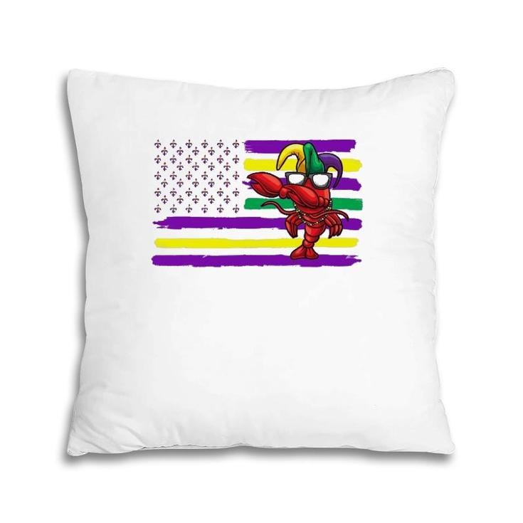 Usa Flag Crawfish Mardi Gras Gift Pillow