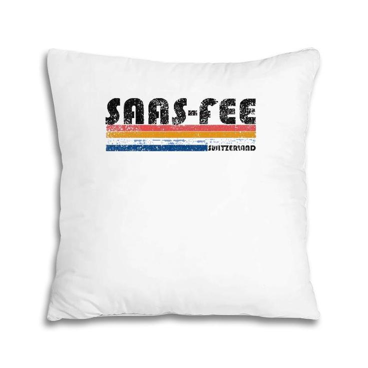 Vintage 1980S Style Saas-Fee Switzerland Pillow