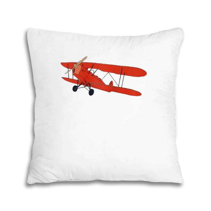 Vintage Airplane Aviation Pilot Retro Red Aircraft  Pillow