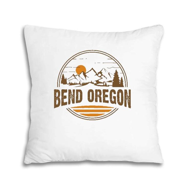 Vintage Bend, Oregon Mountain Hiking Souvenir Print Pillow